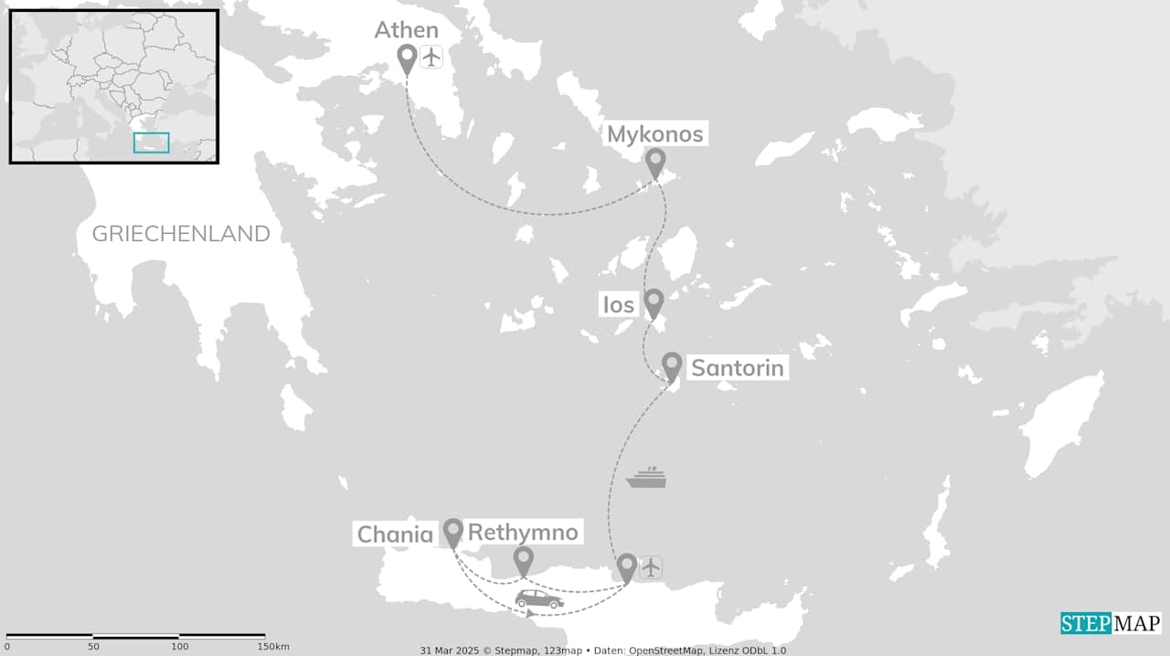 Griechenland Inselhopping: Cyclades, Crete & City of Gods!