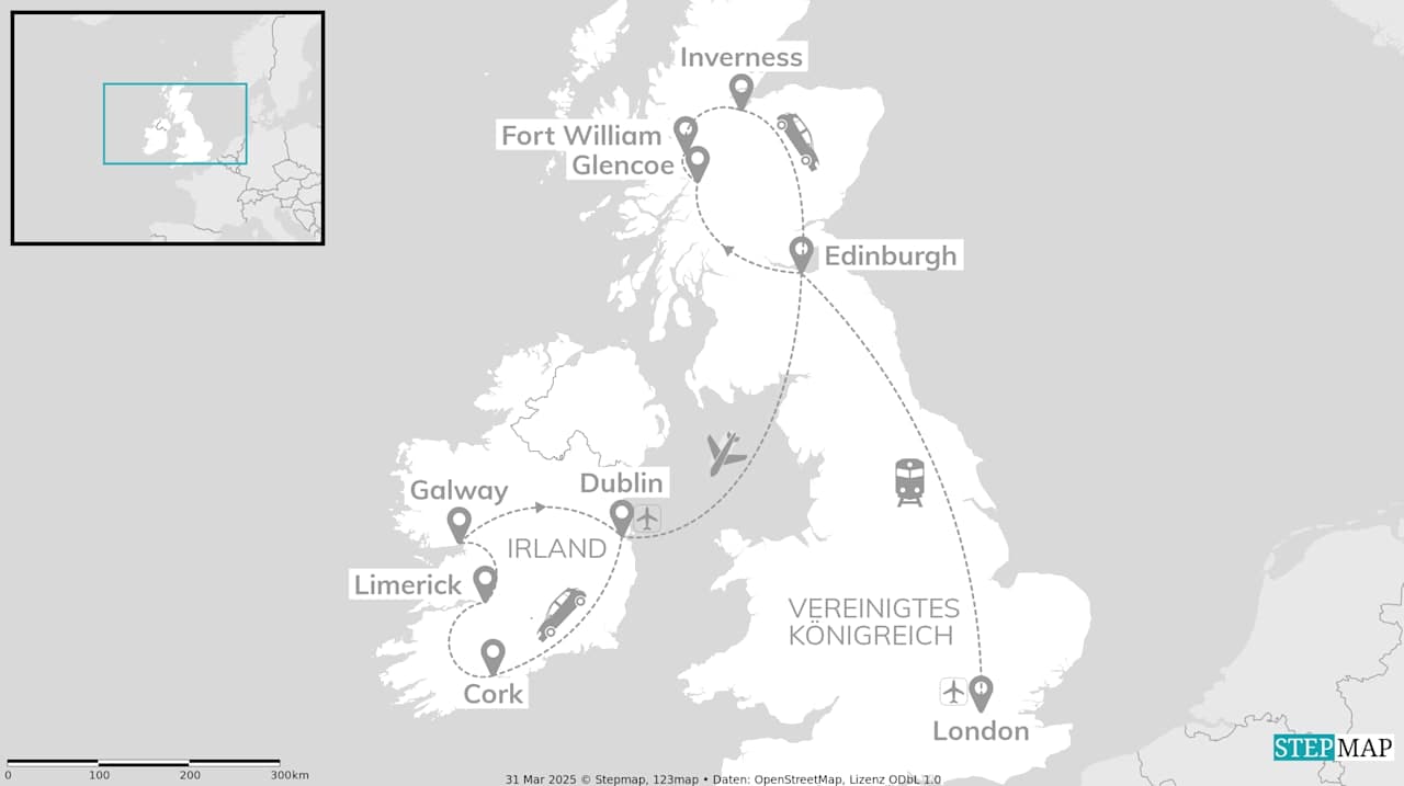 London, Schottland & Irland: Foggy Roads to Misty Highlands