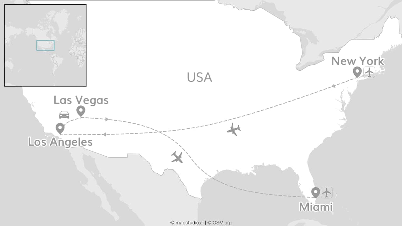2 for 1 USA: New York, Vegas Roadtrip & Miami
