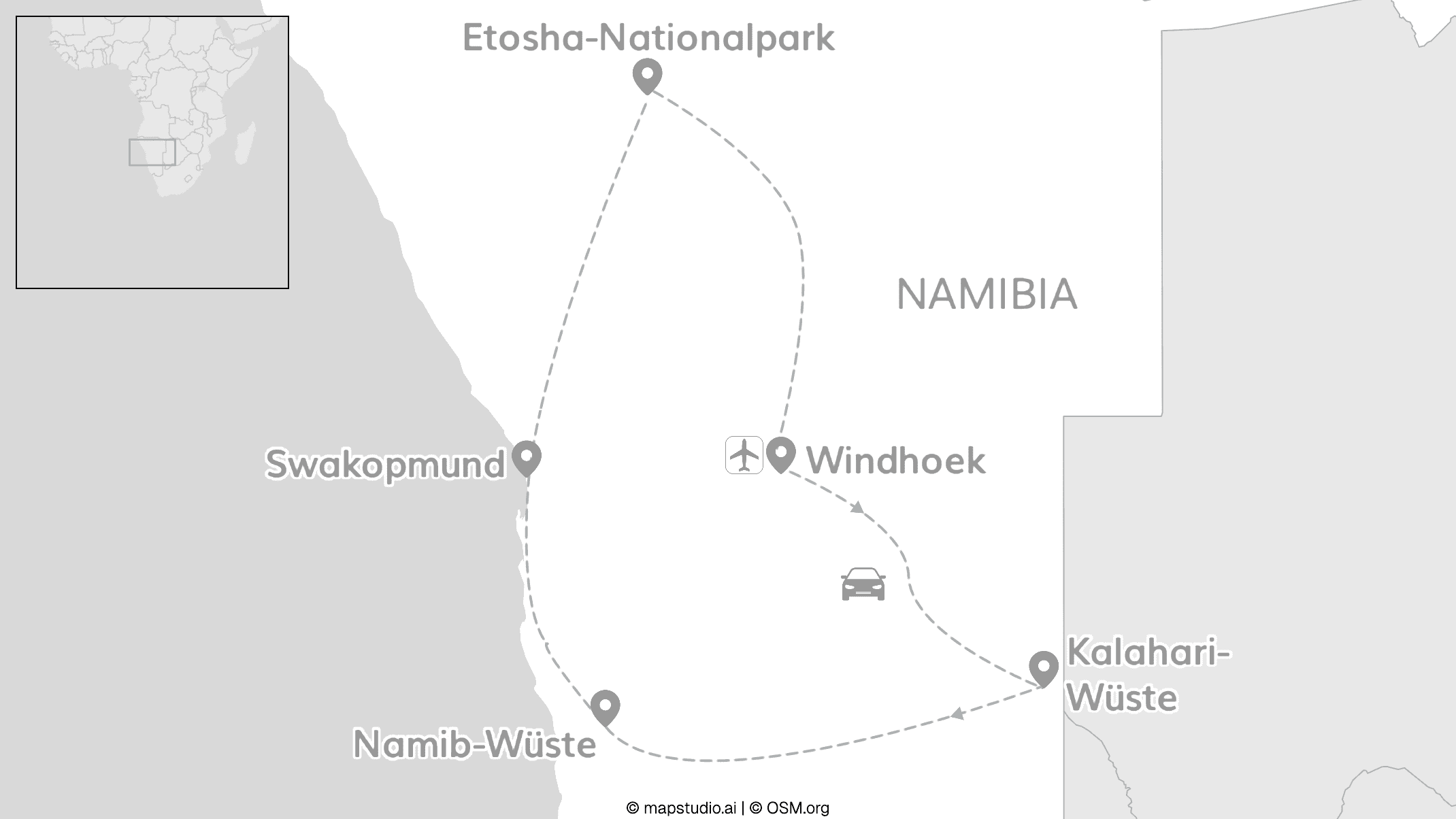 Namibia Roadtrip: Kalahari, Namib & Etosha